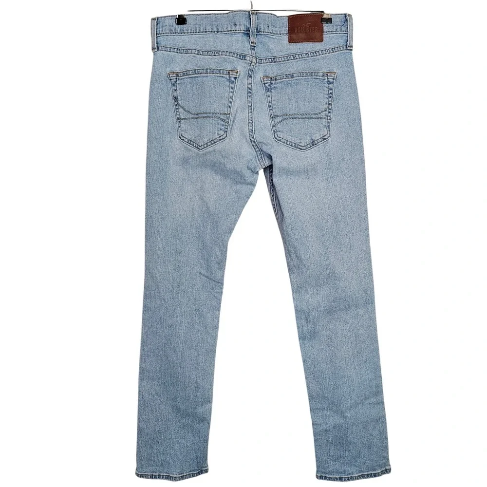 Hollister SlimStraight‎ Epic Flex Distressed Light Blue Denim Jeans Mens 29x32